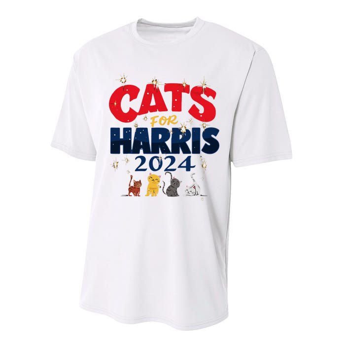 Cat Design Cats For Kamala Funny Harris Supporter Performance Sprint T-Shirt