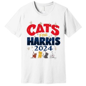 Cat Design Cats For Kamala Funny Harris Supporter Premium T-Shirt