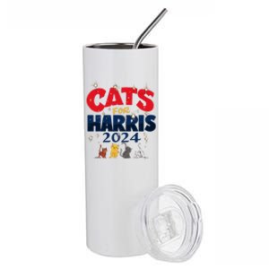 Cat Design Cats For Kamala Funny Harris Supporter Stainless Steel Tumbler