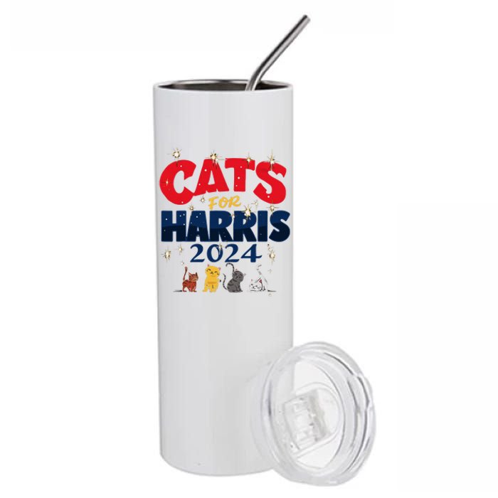 Cat Design Cats For Kamala Funny Harris Supporter Stainless Steel Tumbler