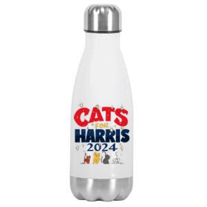 Cat Design Cats For Kamala Funny Harris Supporter Stainless Steel Insulated Water Bottle