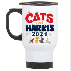 Cat Design Cats For Kamala Funny Harris Supporter Stainless Steel Travel Mug