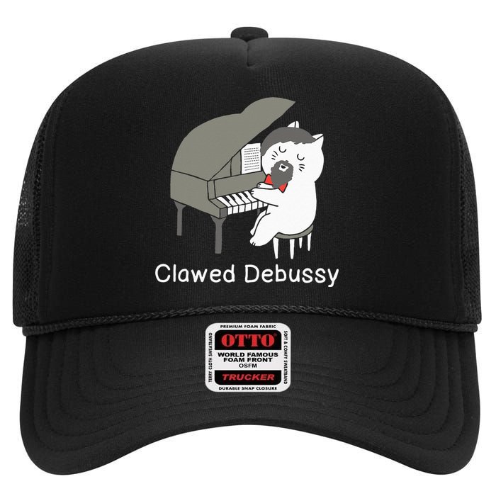 Clawed Debussy Cat Piano Classical Music Composer Teacher High Crown Mesh Back Trucker Hat