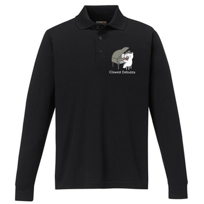 Clawed Debussy Cat Piano Classical Music Composer Teacher Performance Long Sleeve Polo