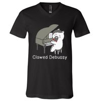 Clawed Debussy Cat Piano Classical Music Composer Teacher V-Neck T-Shirt