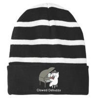 Clawed Debussy Cat Piano Classical Music Composer Teacher Striped Beanie with Solid Band