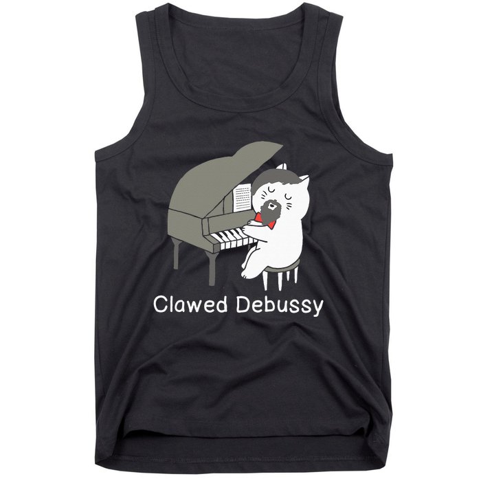 Clawed Debussy Cat Piano Classical Music Composer Teacher Tank Top