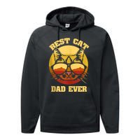 Cat Daddy Cat Lover Gift 80s Retro Best Cat Dad Ever Performance Fleece Hoodie