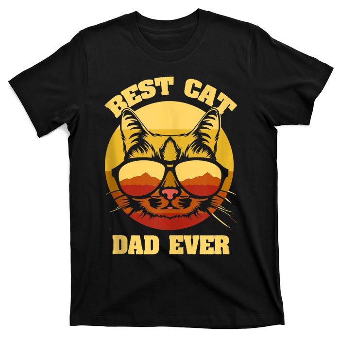 Cat Daddy Cat Lover Gift 80s Retro Best Cat Dad Ever T-Shirt