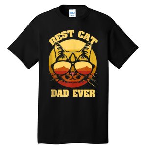 Cat Daddy Cat Lover Gift 80s Retro Best Cat Dad Ever Tall T-Shirt