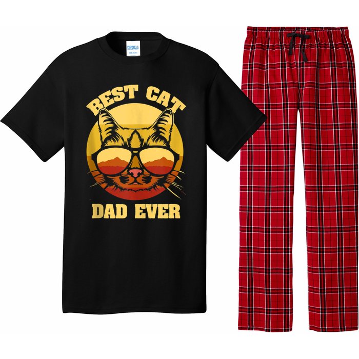 Cat Daddy Cat Lover Gift 80s Retro Best Cat Dad Ever Pajama Set