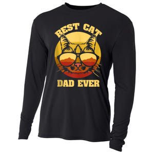 Cat Daddy Cat Lover Gift 80s Retro Best Cat Dad Ever Cooling Performance Long Sleeve Crew