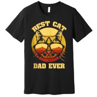 Cat Daddy Cat Lover Gift 80s Retro Best Cat Dad Ever Premium T-Shirt