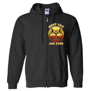 Cat Daddy Cat Lover Gift 80s Retro Best Cat Dad Ever Full Zip Hoodie