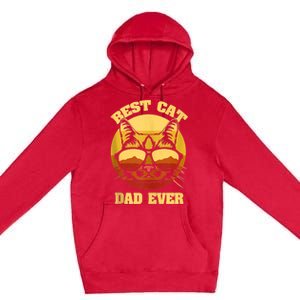 Cat Daddy Cat Lover Gift 80s Retro Best Cat Dad Ever Premium Pullover Hoodie