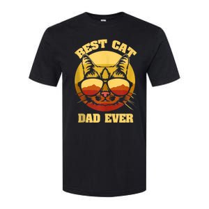 Cat Daddy Cat Lover Gift 80s Retro Best Cat Dad Ever Softstyle CVC T-Shirt