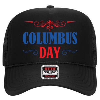 Columbus Day Celebration Graphic High Crown Mesh Back Trucker Hat