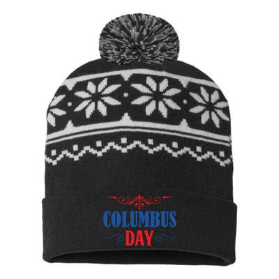 Columbus Day Celebration Graphic USA-Made Snowflake Beanie