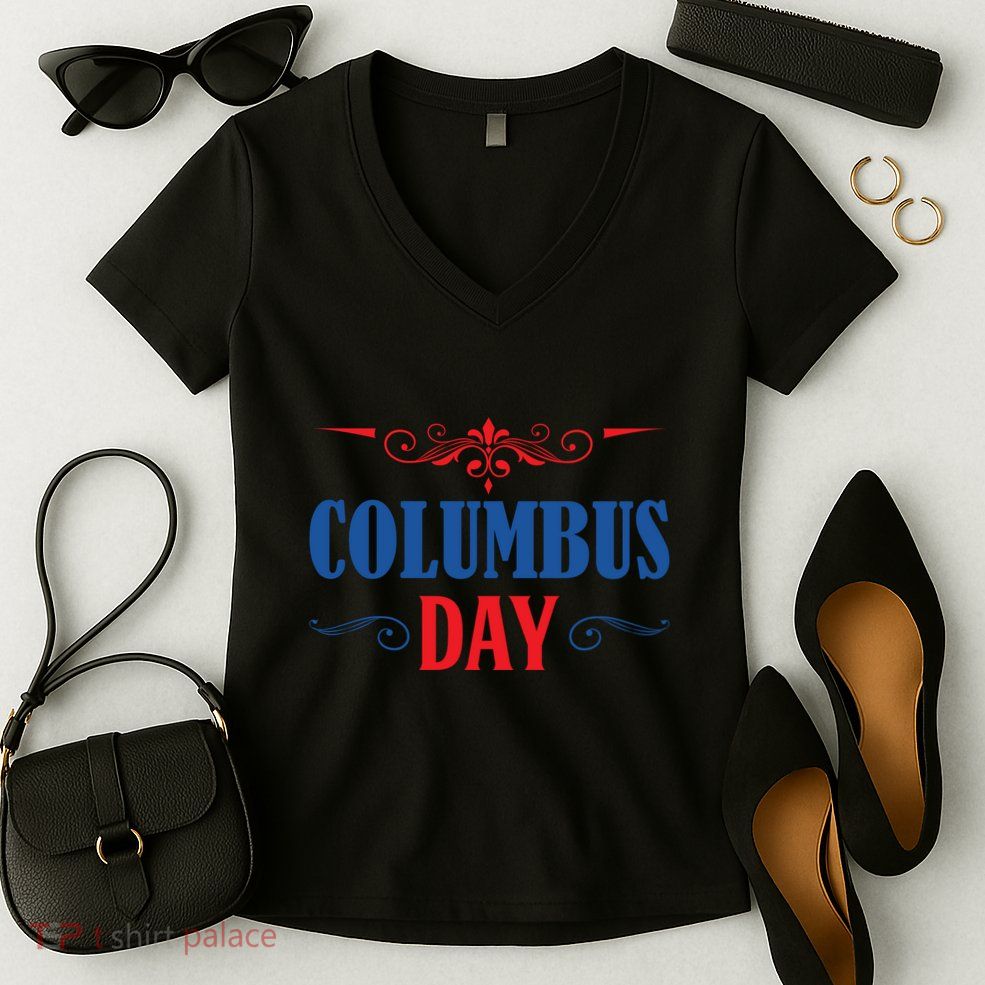 Columbus Day Celebration Graphic Women's V-Neck T-Shirt