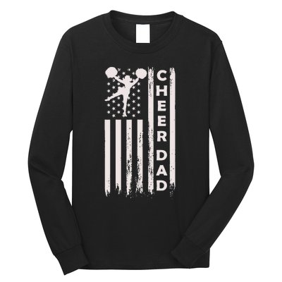 Cheer Dad Cheerleading Cheerleader Father American Flag Long Sleeve Shirt