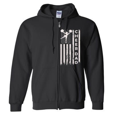 Cheer Dad Cheerleading Cheerleader Father American Flag Full Zip Hoodie