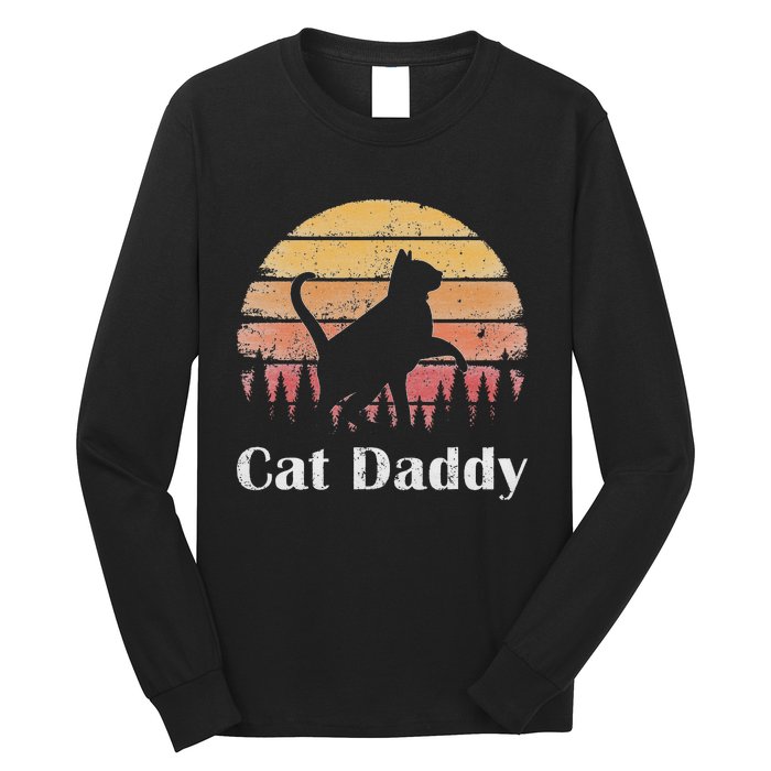 Cat Daddy Cat Lover Vintage Design Father's Day Cat Dad Long Sleeve Shirt