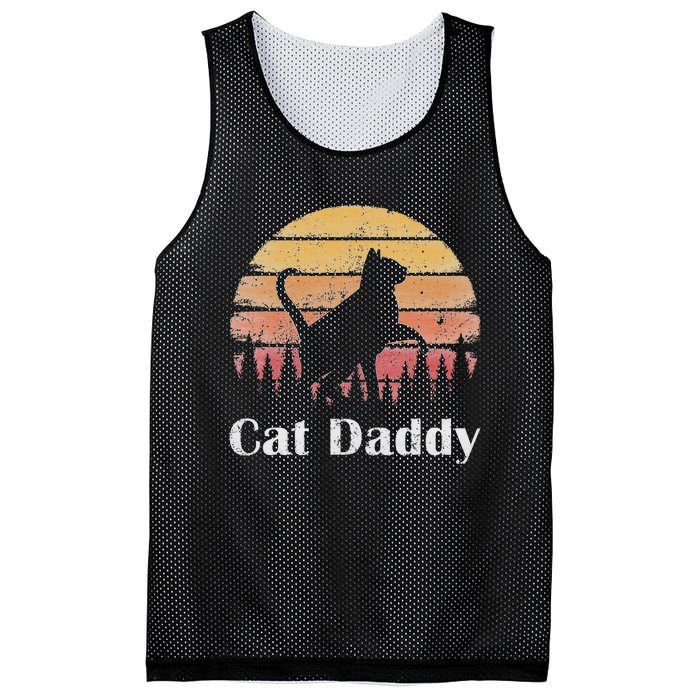 Cat Daddy Cat Lover Vintage Design Father's Day Cat Dad Mesh Reversible Basketball Jersey Tank