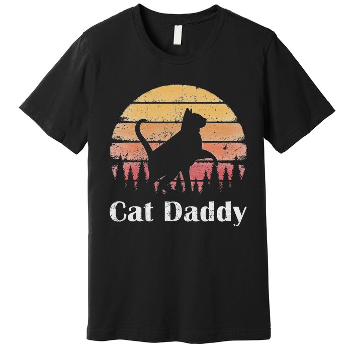 Cat Daddy Cat Lover Vintage Design Father's Day Cat Dad Premium T-Shirt