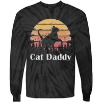 Cat Daddy Cat Lover Vintage Design Father's Day Cat Dad Tie-Dye Long Sleeve Shirt