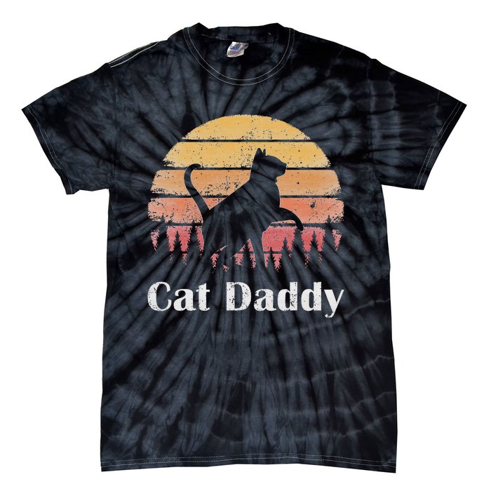 Cat Daddy Cat Lover Vintage Design Father's Day Cat Dad Tie-Dye T-Shirt