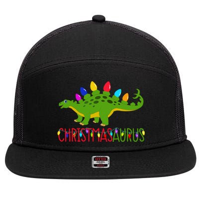 Christmas Dinosaur Christmasaurus Cute Tree Rex Dino Saurus Gift 7 Panel Mesh Trucker Snapback Hat