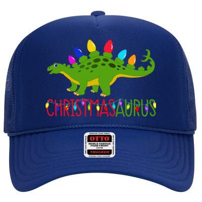 Christmas Dinosaur Christmasaurus Cute Tree Rex Dino Saurus Gift High Crown Mesh Back Trucker Hat