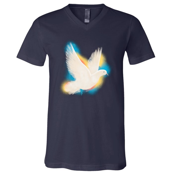 Colorful Dove V-Neck T-Shirt