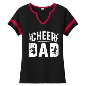 Cheer Dad Cheerleading Dad Of A Cheerleader Father Ladies Halftime Notch Neck Tee