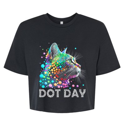 Colorful Dots Cat Lover Happy Dot Day Bella+Canvas Jersey Crop Tee