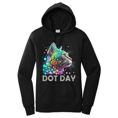 Colorful Dots Cat Lover Happy Dot Day Women's Pullover Hoodie