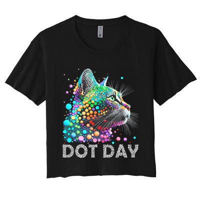 Colorful Dots Cat Lover Happy Dot Day Women's Crop Top Tee