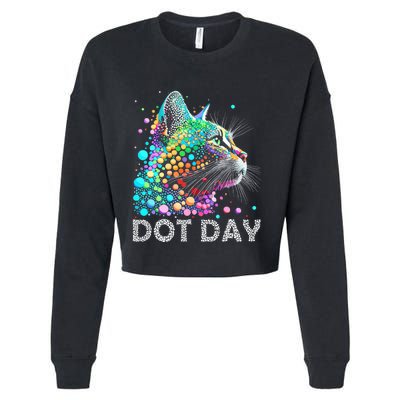 Colorful Dots Cat Lover Happy Dot Day Cropped Pullover Crew