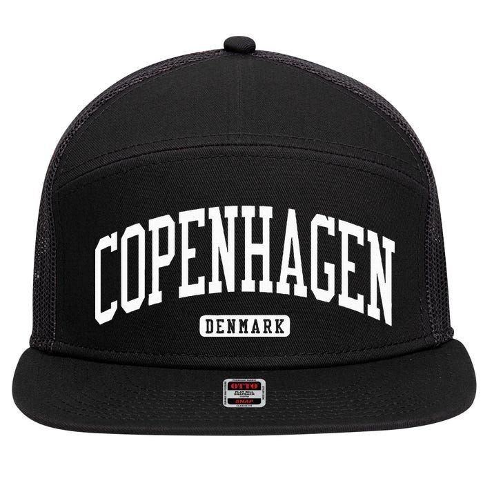 Copenhagen Denmark College University Style 7 Panel Mesh Trucker Snapback Hat