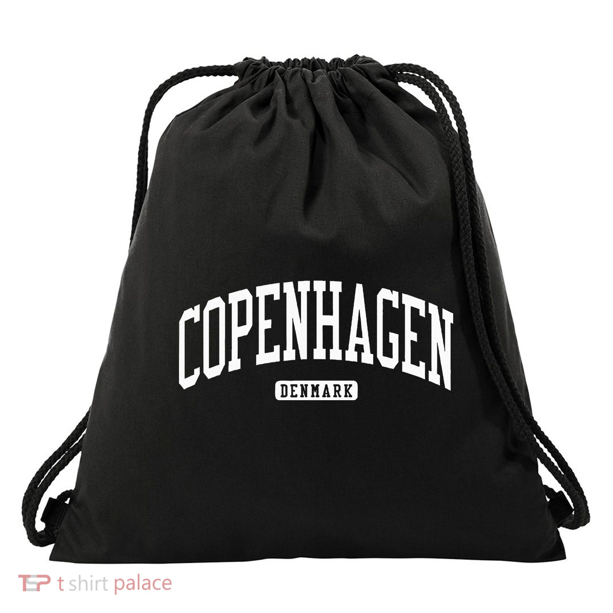 Copenhagen Denmark College University Style Drawstring Bag