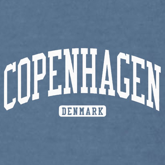 Copenhagen Denmark College University Style Garment-Dyed Sweatshirt