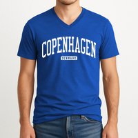 Copenhagen Denmark College University Style V-Neck T-Shirt