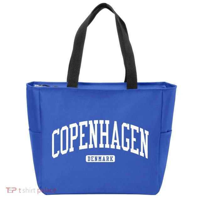 Copenhagen Denmark College University Style Zip Tote Bag