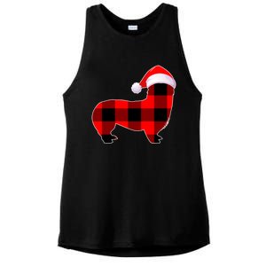 Corgi Dog Christmas Buffalo Plaid Funny Xmas Santa Hat Gift Ladies PosiCharge Tri-Blend Wicking Tank