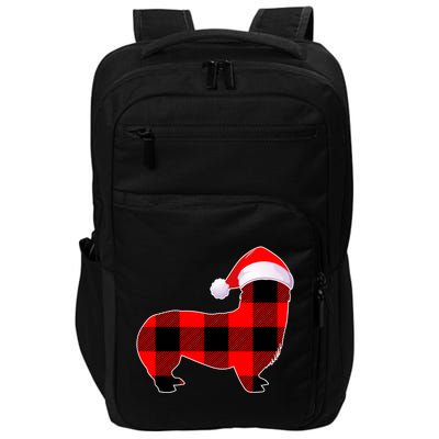 Corgi Dog Christmas Buffalo Plaid Funny Xmas Santa Hat Gift Impact Tech Backpack