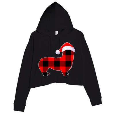 Corgi Dog Christmas Buffalo Plaid Funny Xmas Santa Hat Gift Crop Fleece Hoodie