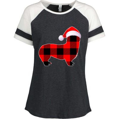 Corgi Dog Christmas Buffalo Plaid Funny Xmas Santa Hat Gift Enza Ladies Jersey Colorblock Tee