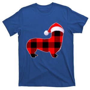 Corgi Dog Christmas Buffalo Plaid Funny Xmas Santa Hat Gift T-Shirt