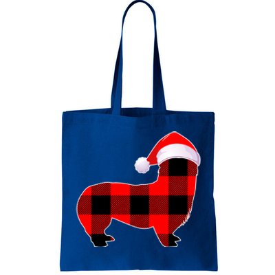 Corgi Dog Christmas Buffalo Plaid Funny Xmas Santa Hat Gift Tote Bag