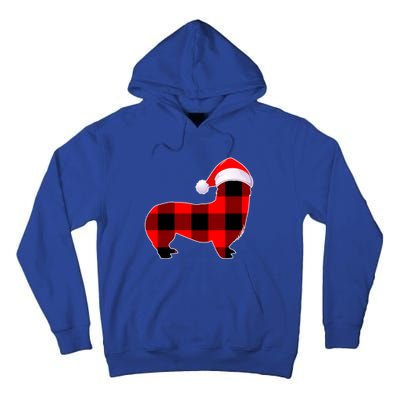 Corgi Dog Christmas Buffalo Plaid Funny Xmas Santa Hat Gift Tall Hoodie